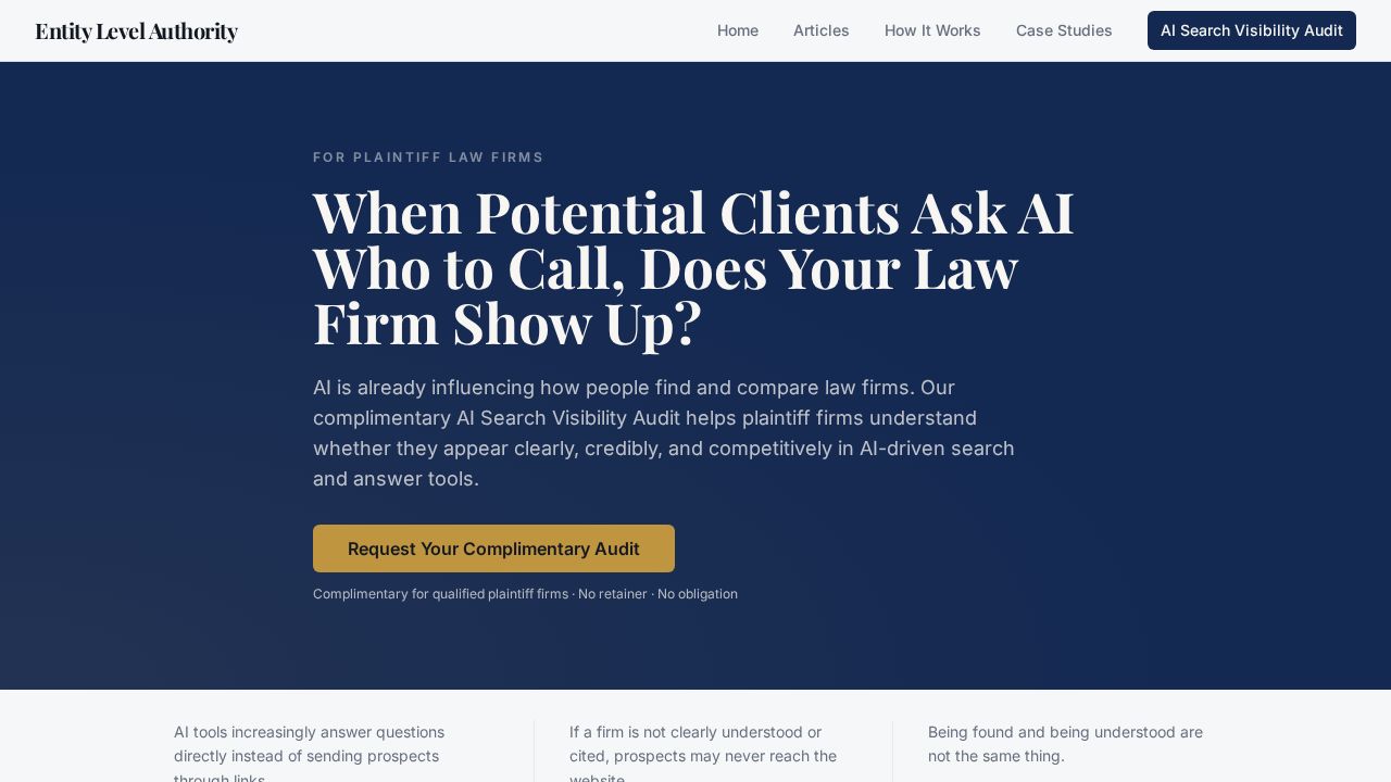 Entity Level Authority homepage preview